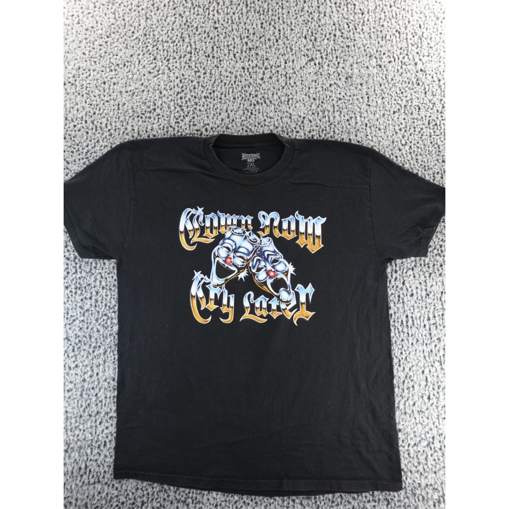 Foos Gone Wild T Shirt Clown‎ Masks Clown Now Cry Later Graphic Print Black 2XL
